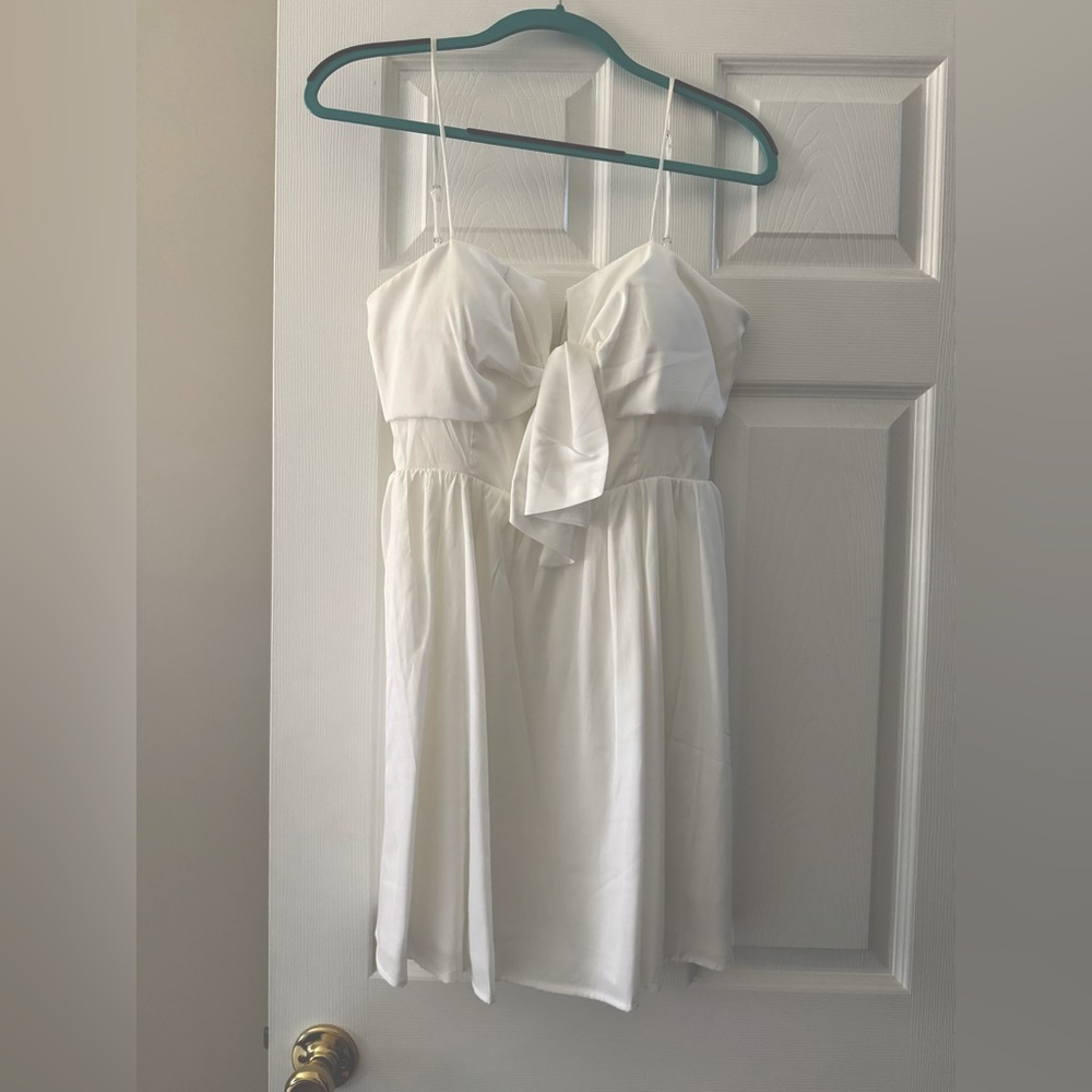 NEW All in Favor White Mini Dress with front bow